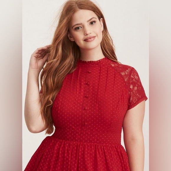 torrid Dresses & Skirts - Midi Clip Dot Button-Front Swing Dress